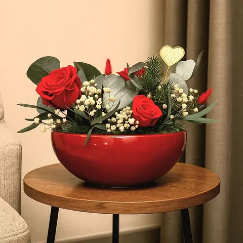 AMOUR RED – Preserved Rose Arrangement
