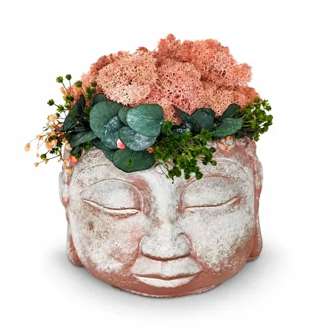 ROSE GOLD SERENITY BUDDHA – Preserved Moss Sculpture