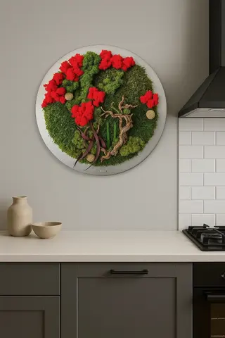 SILVER GARDEN - Preserved Circular Moss Wall Art